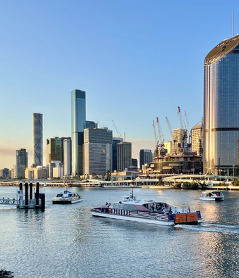 Brisbane city skyline and river in Queensland, Australia