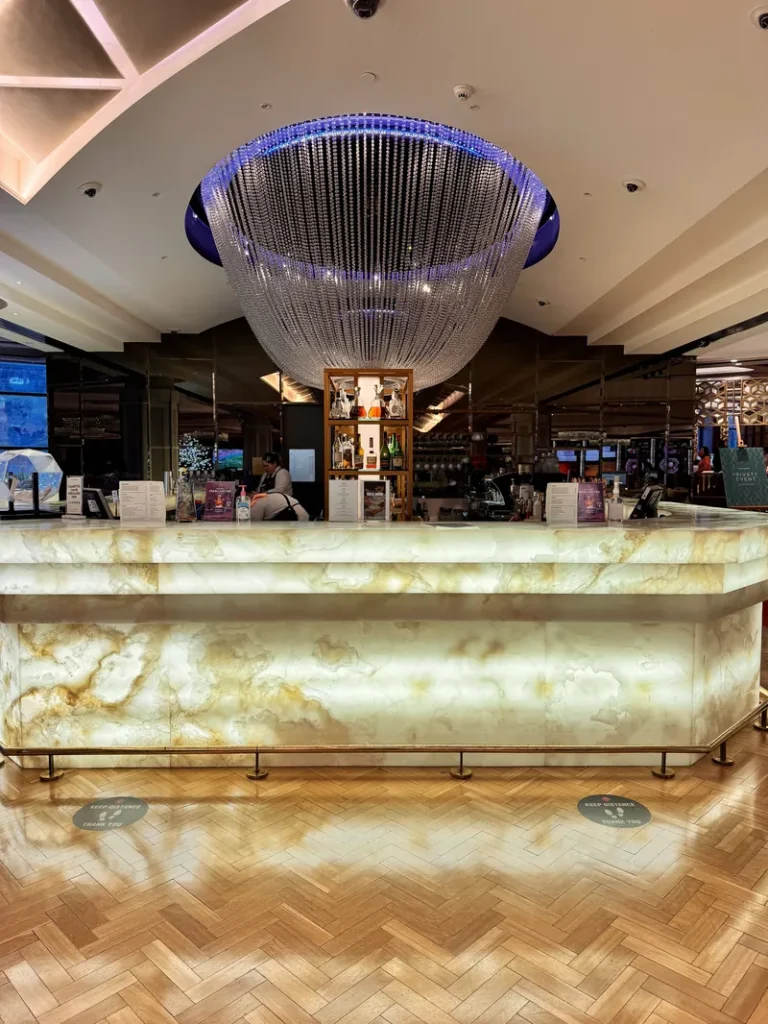 Illuminated marble bar at Casino Canberra