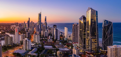 Gold Coast skyline and coastline in Queensland, Australia