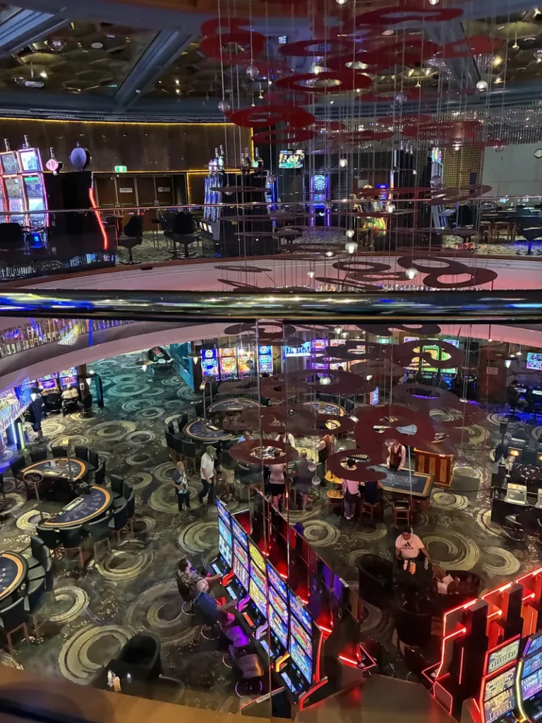 Gaming floor viewed from the balcony at The Reef Hotel Casino